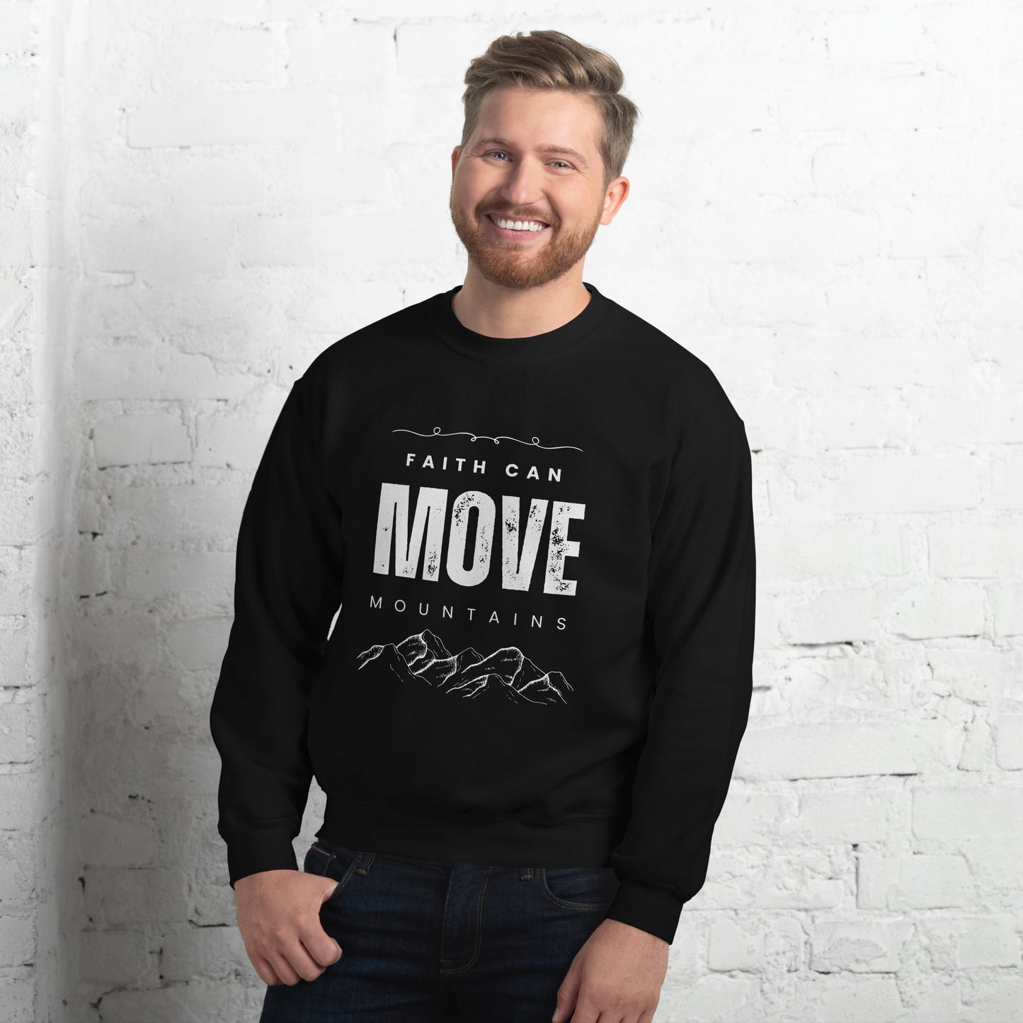 Faith Can Move Mountains | Black Sweatshirt