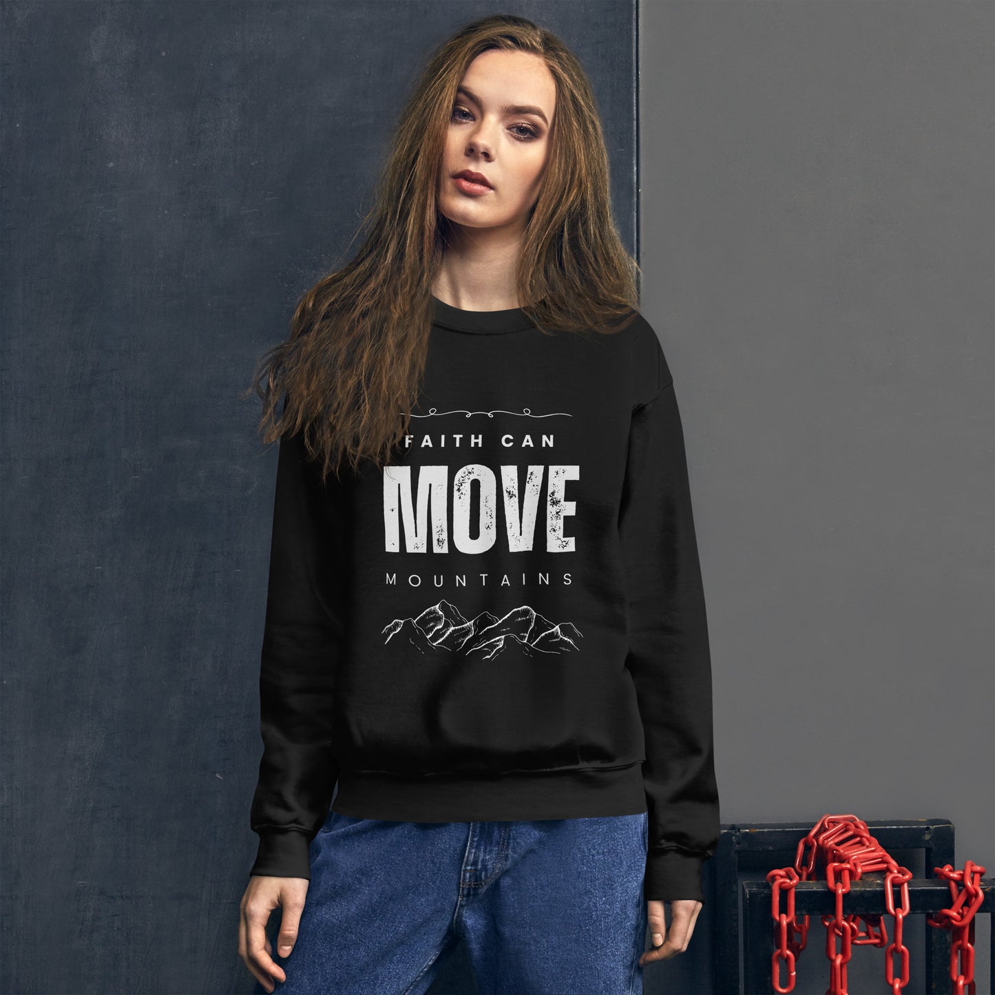 Faith Can Move Mountains | Black Sweatshirt