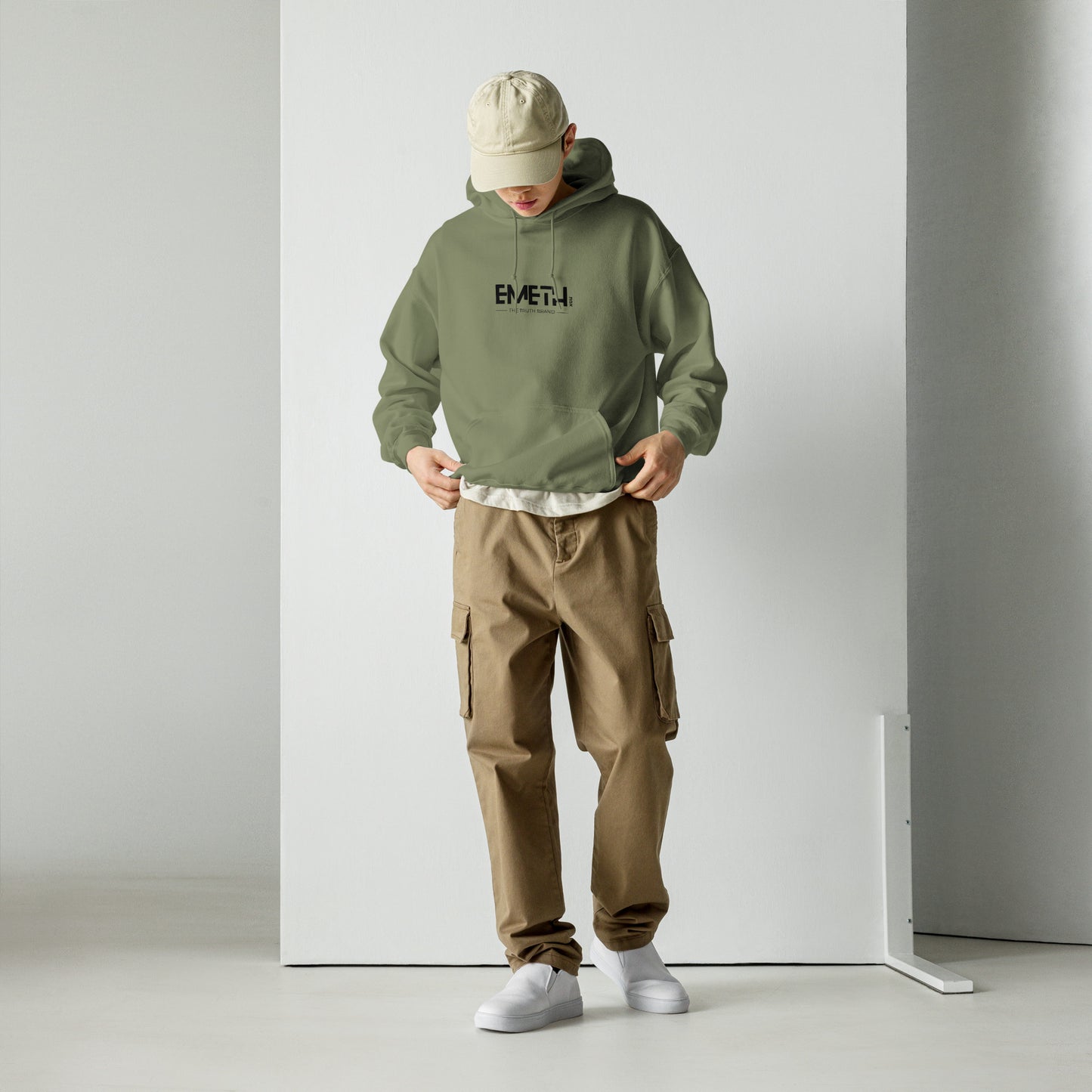 Emeth | Hoddie - Grey, White & Military Green